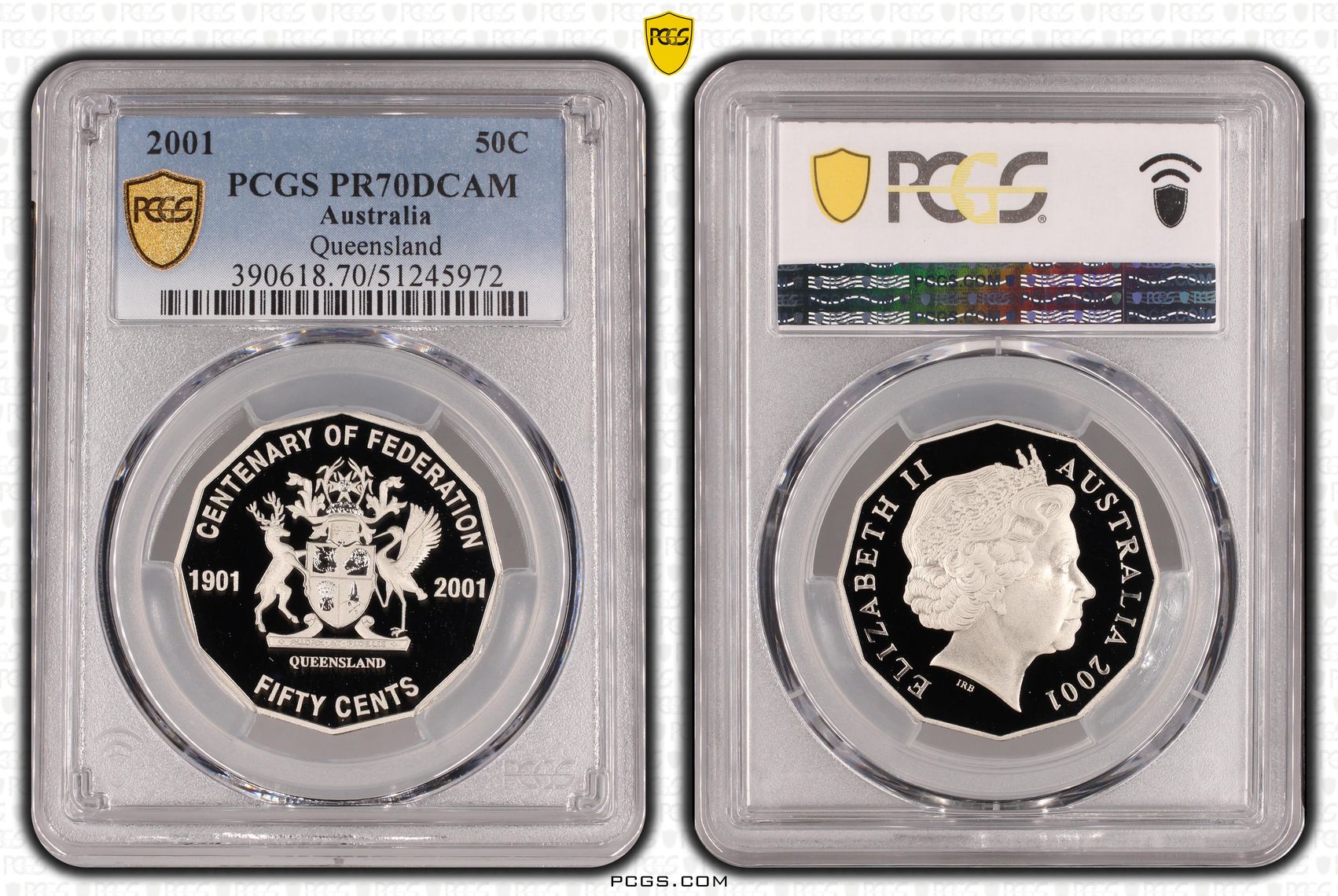 Queensland, Fifty Cent, 2001, PCGS PR70DCAM