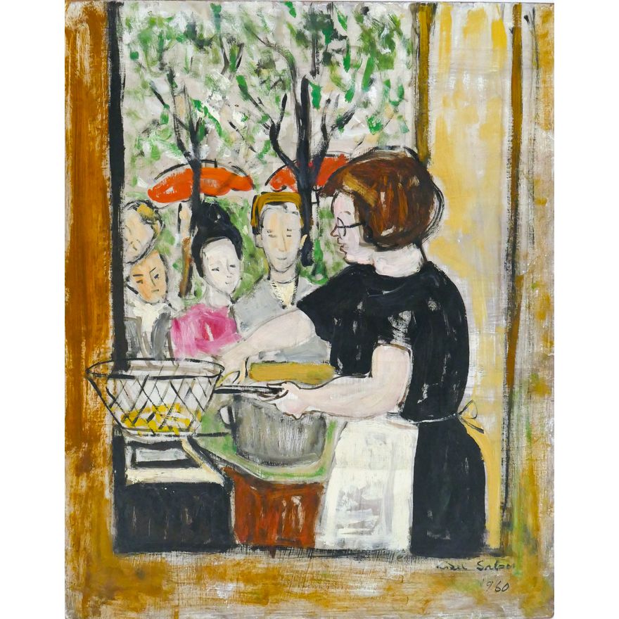 Lisel Salzer ''Cooking Class'' 1960 Oil on Masonite