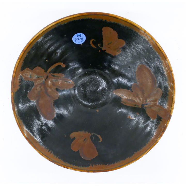 Old Chinese Russet Leaf Cizhou Bowl 9'' Diameter