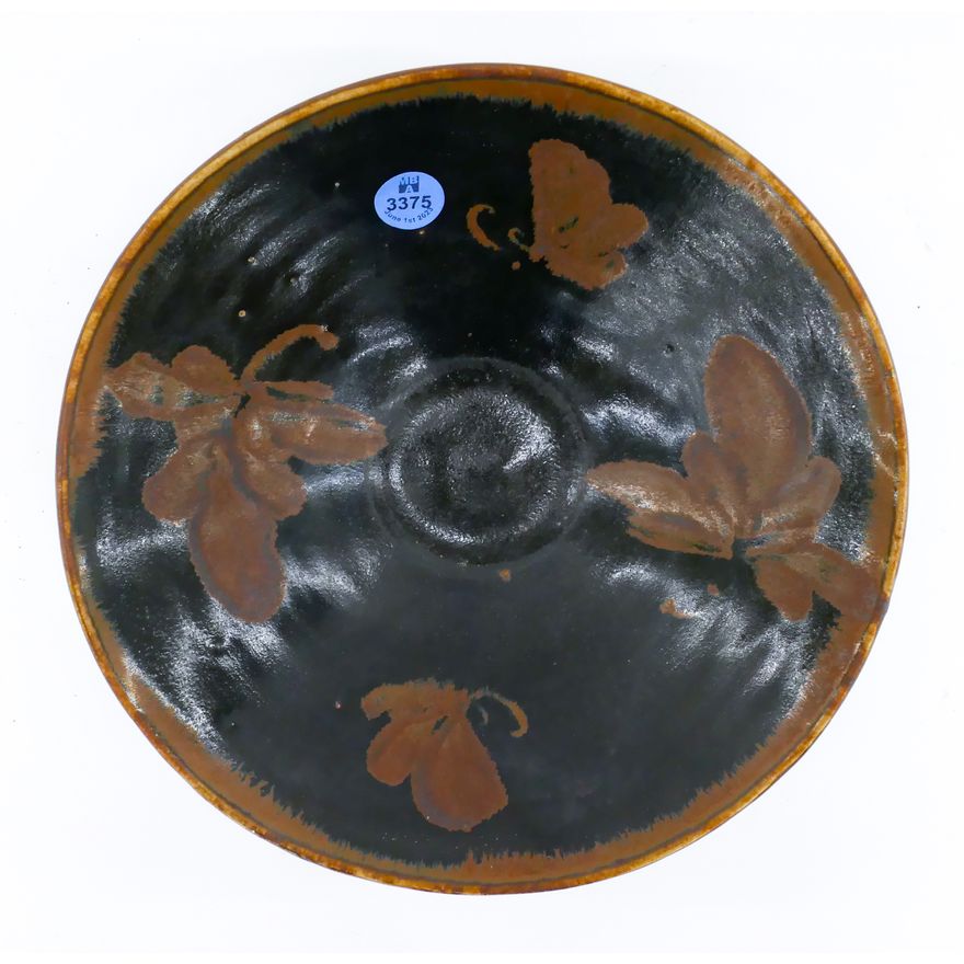 Old Chinese Russet Leaf Cizhou Bowl 9'' Diameter