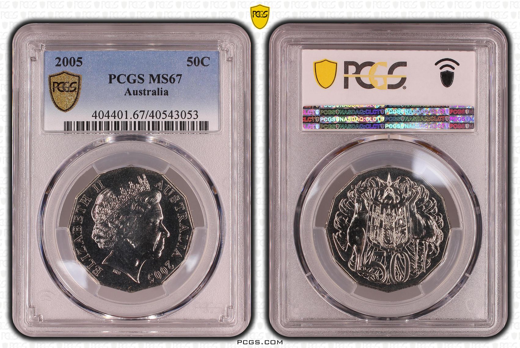 323 · Elizabeth II, Fifty Cent, 2005, PCGS MS67