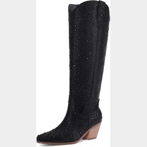 RONILURN COWGIRL ANKLE BOOTS COWBOY BOOTS FOR WOMEN WESTERN BOOTIES RHINESTONE CHUNKY HEEL FASHION COMFORTABLE SIDE ZIPPER SIZE 7