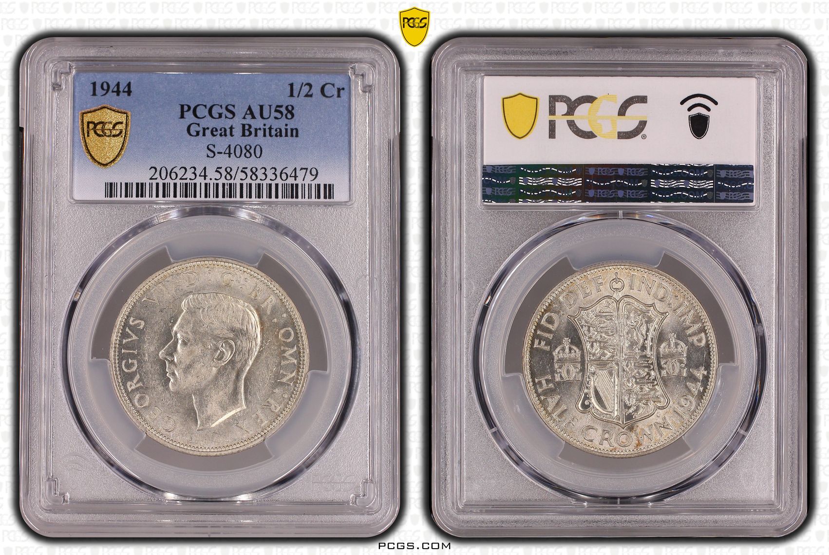 Great Britain, George VI, Half Crown, 1944, PCGS AU58