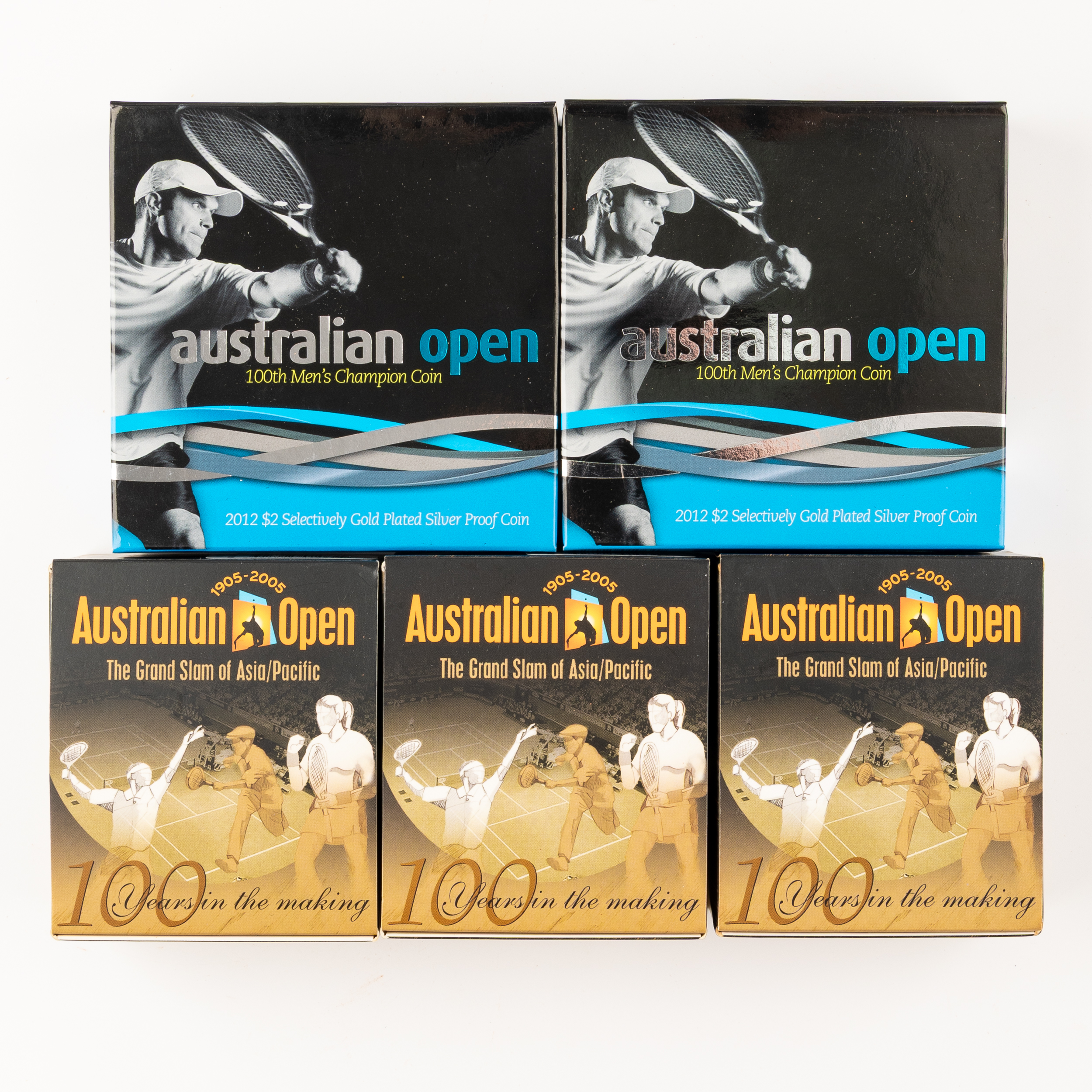 Elizabeth II, Australian Open Commemorative Coins, Two Dollars, 2005 - 2012, FDC