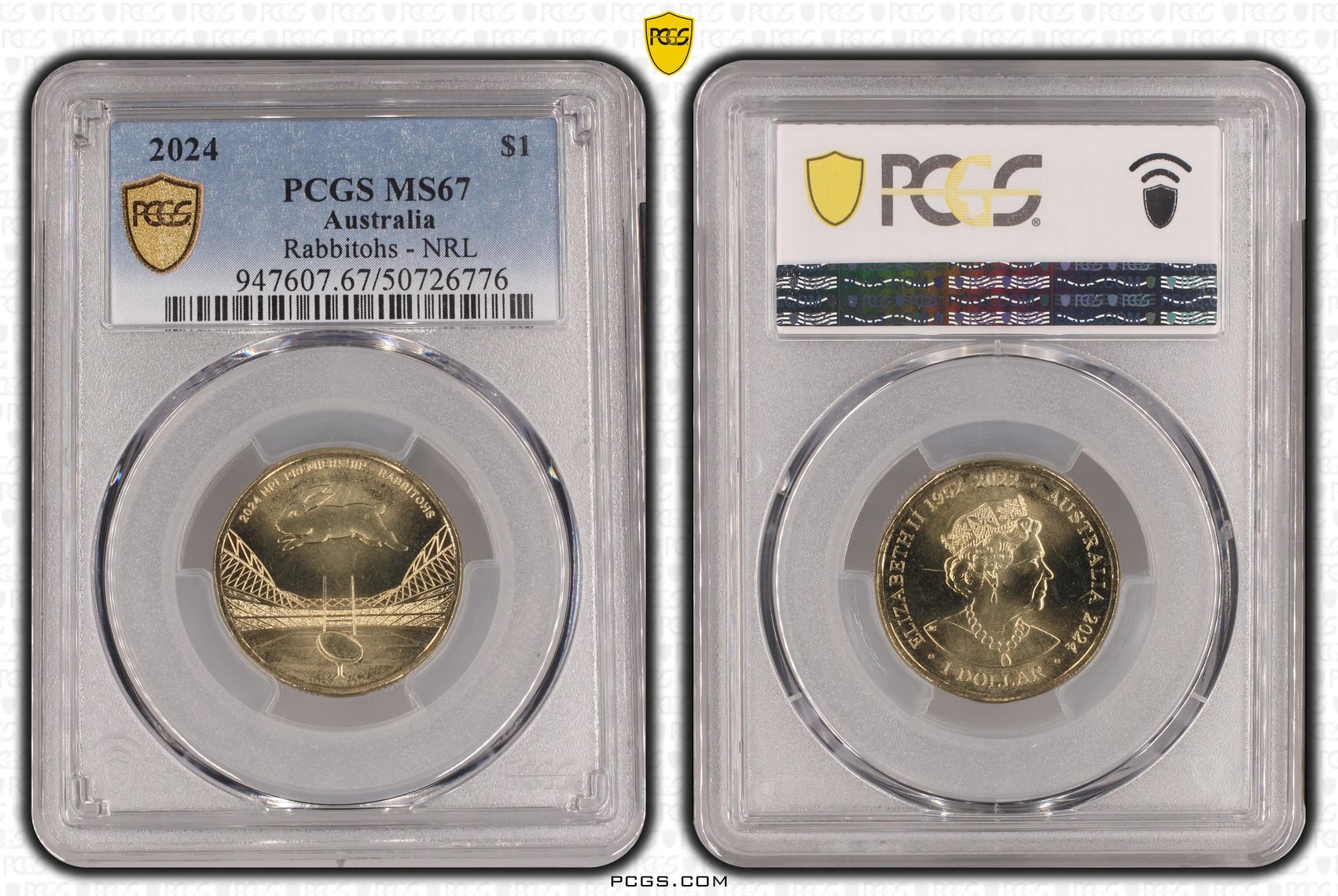 Rabbitohs - NRL , One Dollar, 2024, PCGS MS67