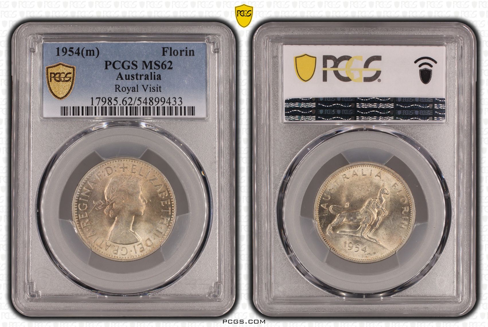 Elizabeth II, Royal Visit, Florin, 1954(m), PCGS MS62