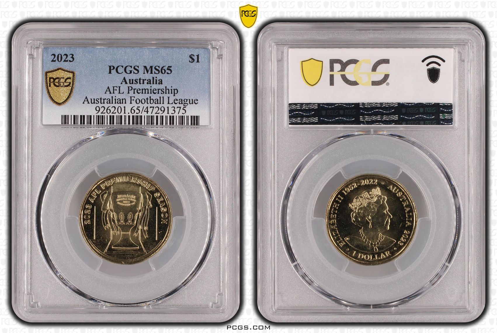 Elizabeth II, AFL- AFL Premiership , One Dollar, 2023, PCGS MS65