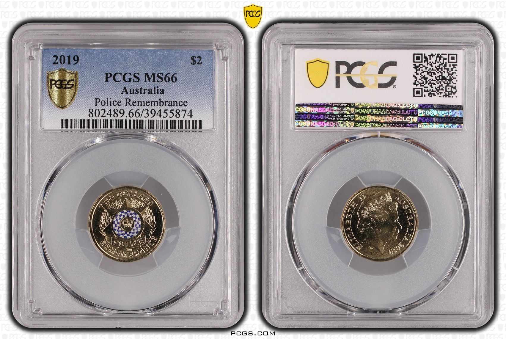 2019 Australia Two Dollar, $2 Police Remembrance PCGS - MS66 -874