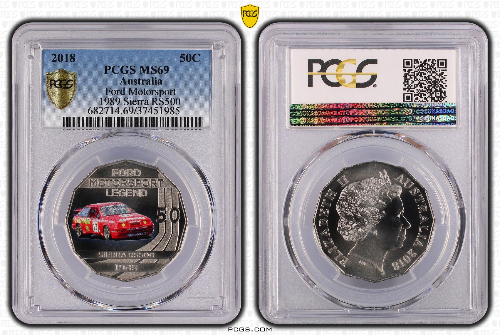 365 · Ford Motorsport Colorized - 1989 Sierra RS500, Fifty Cent, 2018, PCGS MS69