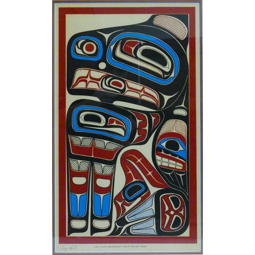 Tony Hunt ''Kwa-Giulth Thunderbird Design for Box Drum'' 1974 Serigraph