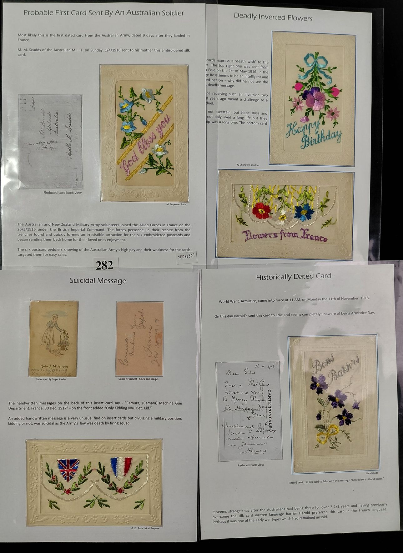282 · SILK POSTCARDS - WWI
