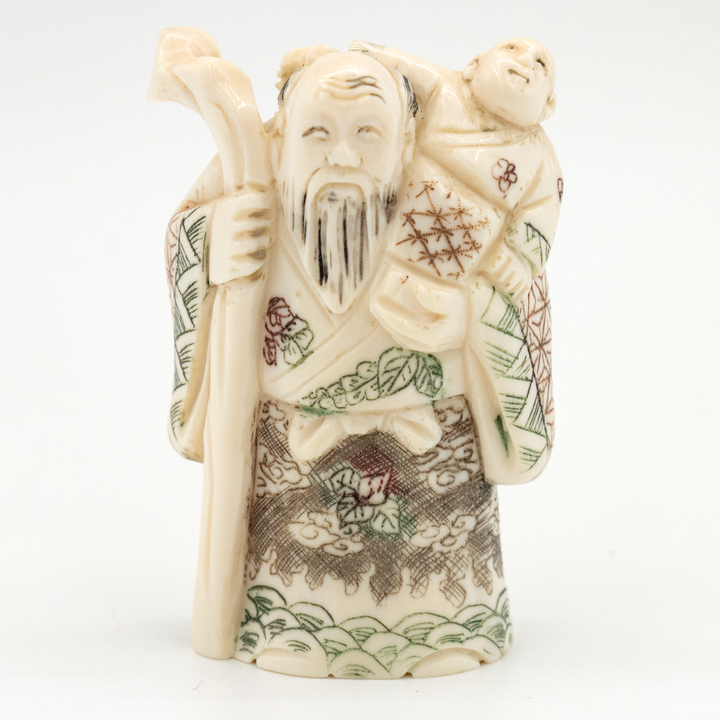 Netsuke de sabio en marfil