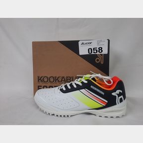 KOOKABURRA CRICKET KC5 RUBBER SHOES - WHITE/BLACK/YELLOW - WHITE/BLACK/YELLOW - UNISEX UK 9