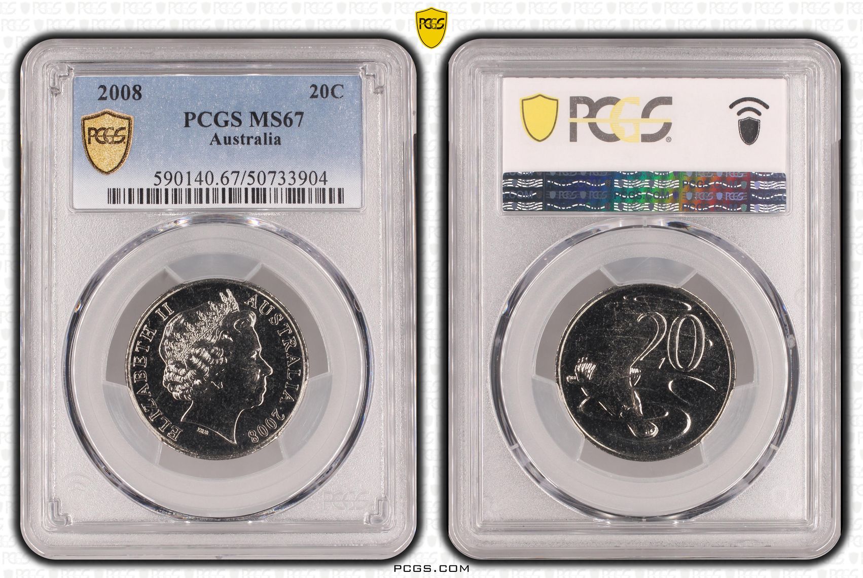 Twenty Cent, 2008, PCGS MS67