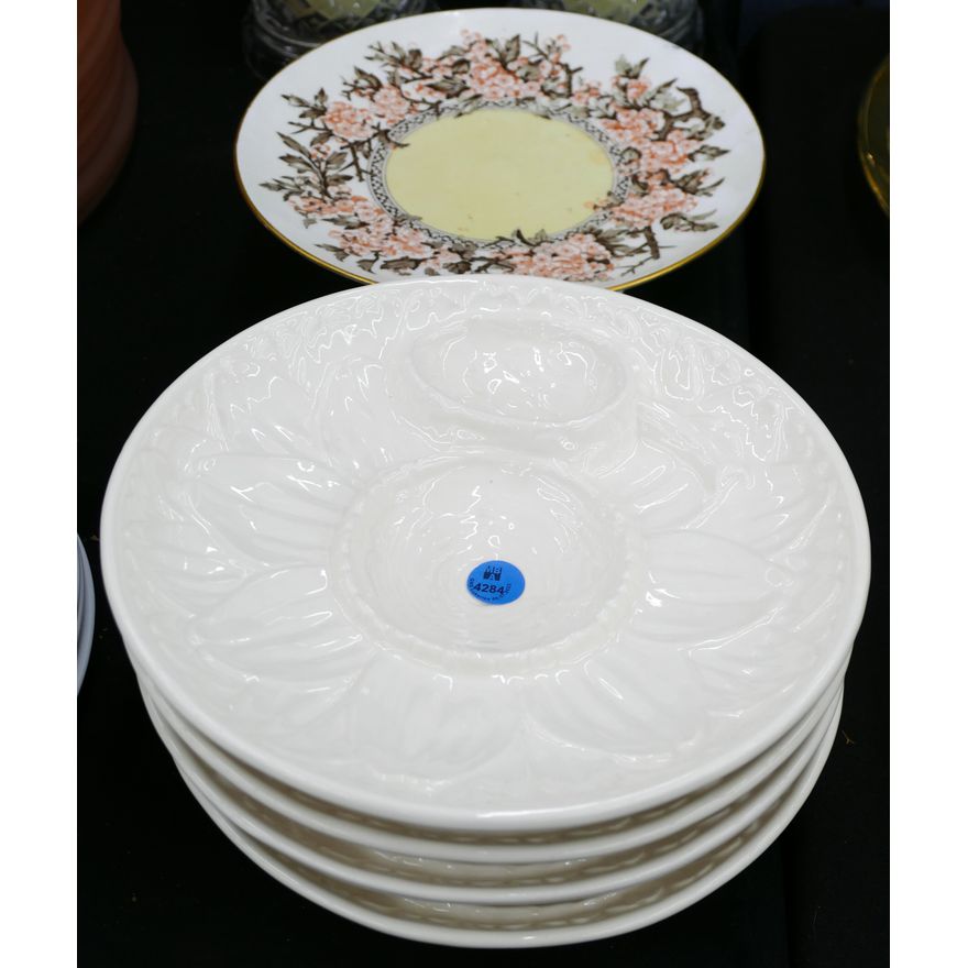 5pc Sur la Table Egg Plates & Coalport Compote 9.5''
