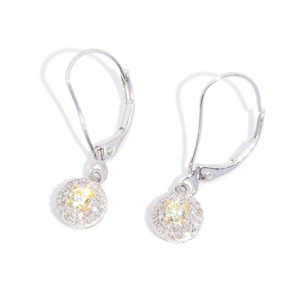 44 · 9ct Gold Fancy Light Yellow & Colourless Diamond Earrings