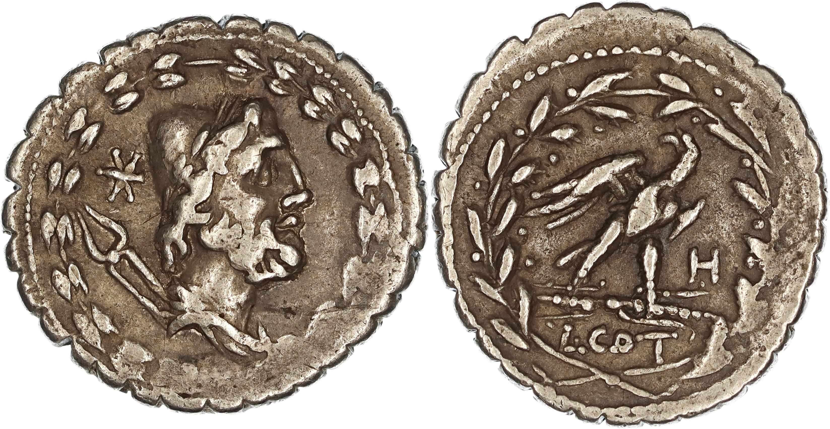 Roman Republic, L. Aurelius Cotta, Silver Denarius, 105 BC, VF