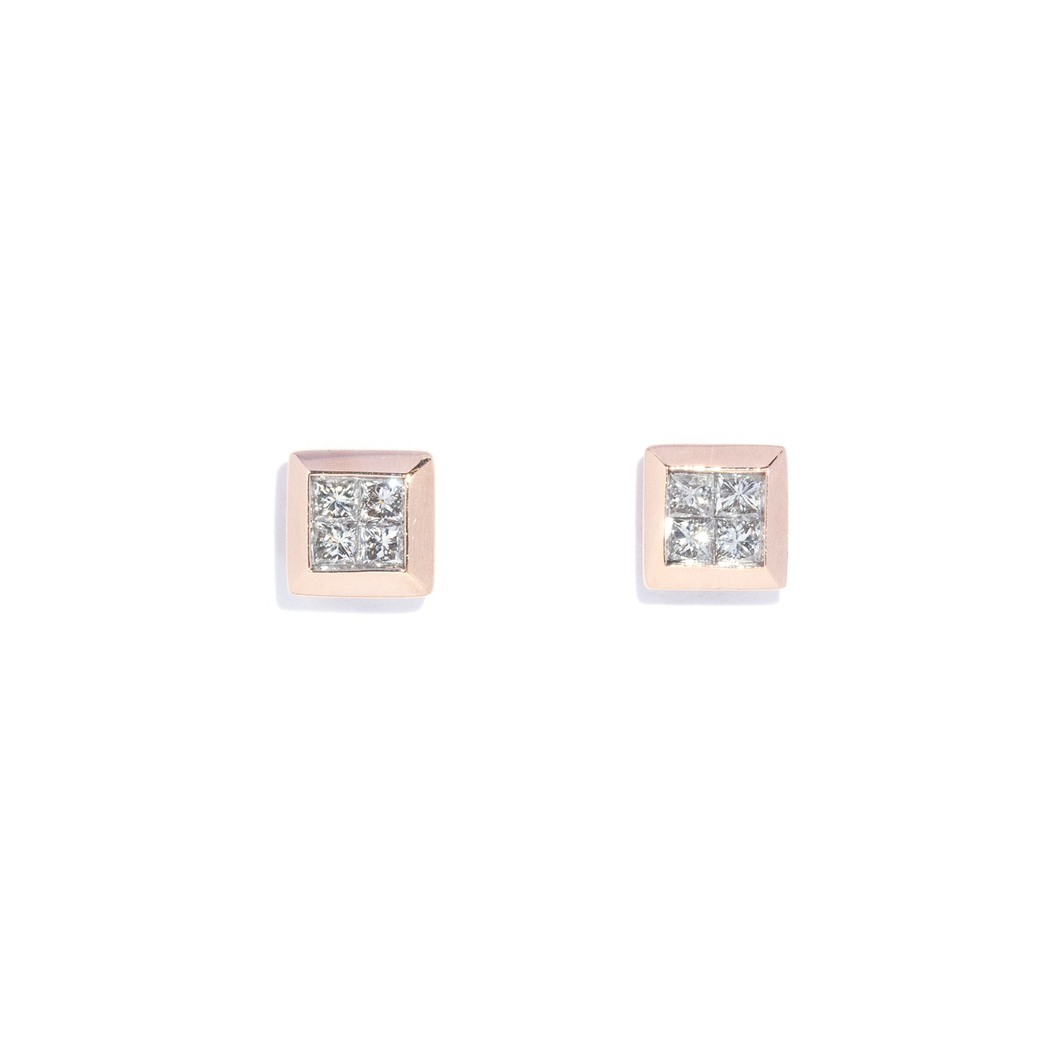 14 carat rose gold 0.50 carat diamond stud earrings
