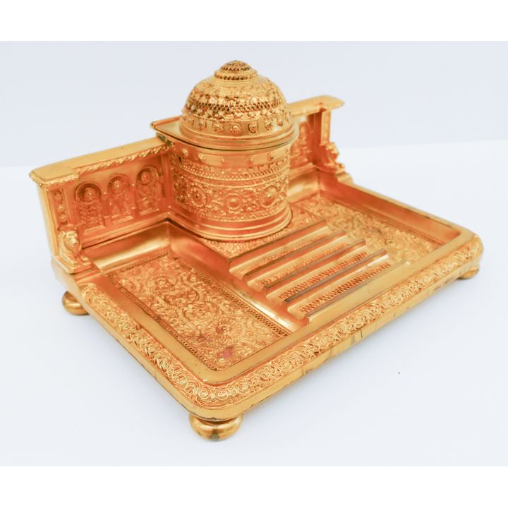Antique Gilt Byzantine Style Inkwell- 8''