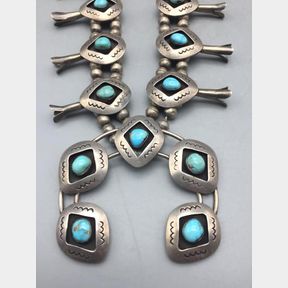 Vintage Shadowbox Style Squash Blossom Necklace