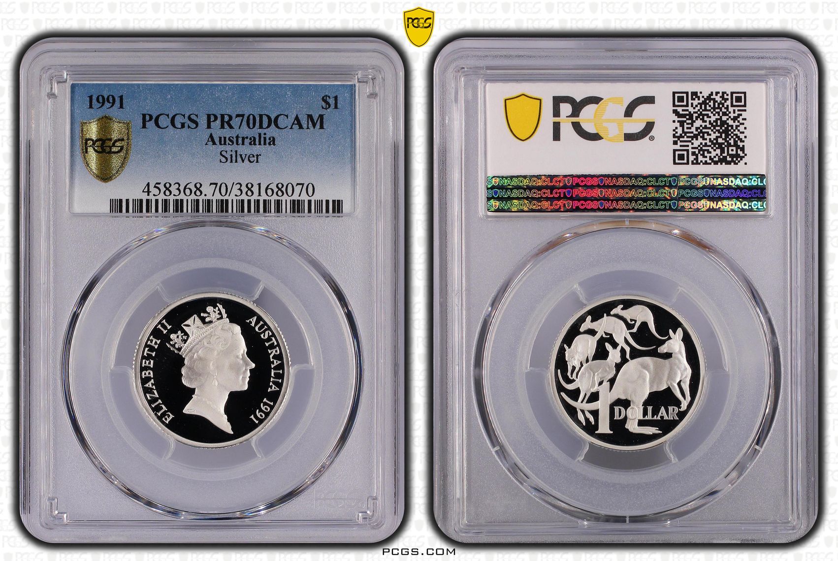 354 · 1991 Australia One Dollar, $1 Silver Proof Silver PCGS - PR70DCAM POP 40/0 -070
