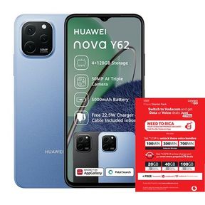 Huawei Nova Y62 128GB LTE Dual Sim Sapphire Blue Vodacom SIM Card Pack |