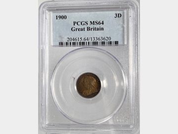 1900 VICTORIA OLD HEAD SILVER THREEPENCE MS64