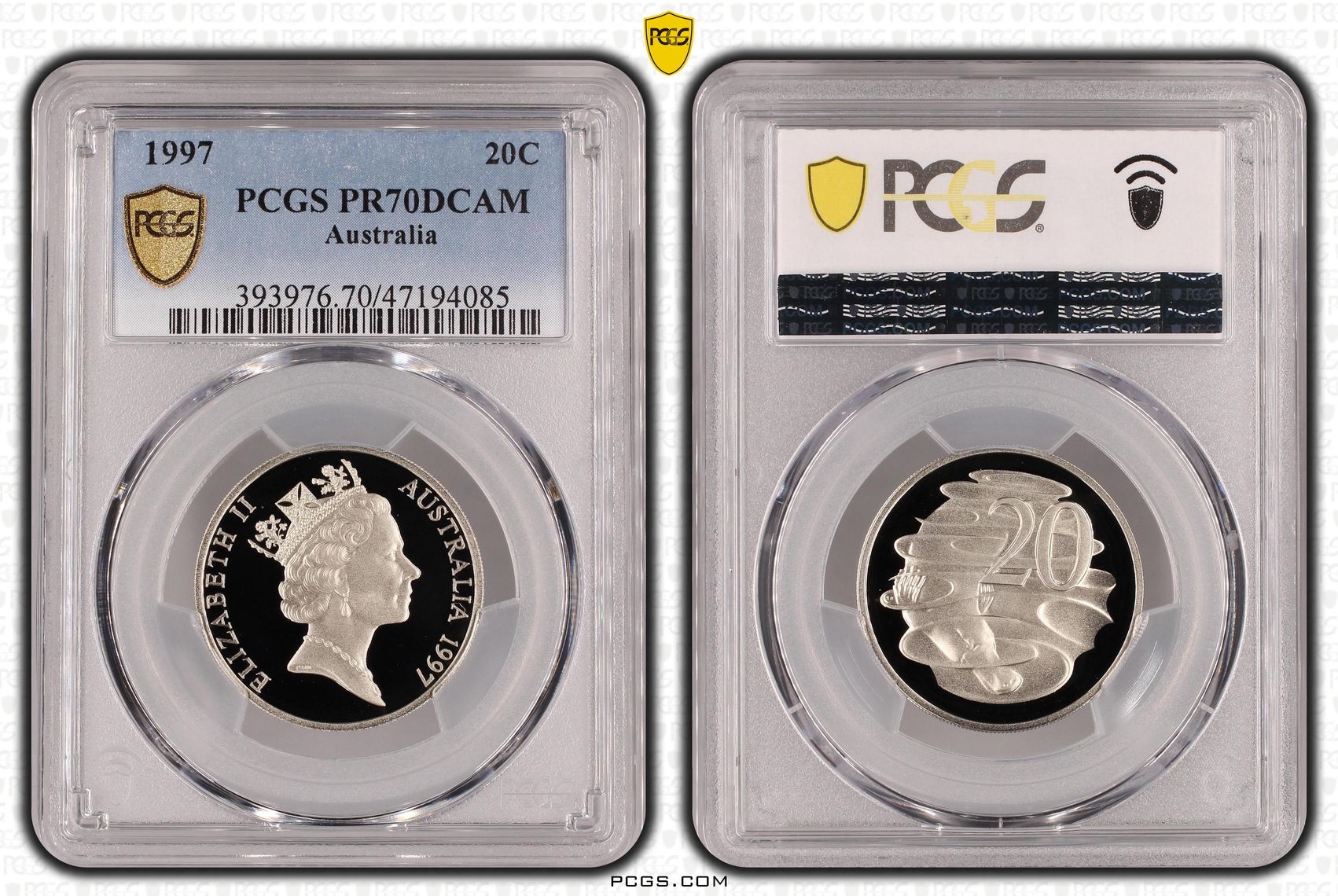 Elizabeth II, Pop 12/0, Twenty Cent, 1997, PCGS PR70DCAM