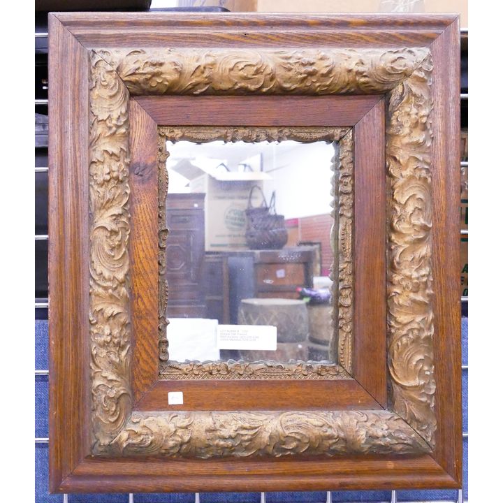 Antique Oak Framed Mirror- 20x18''