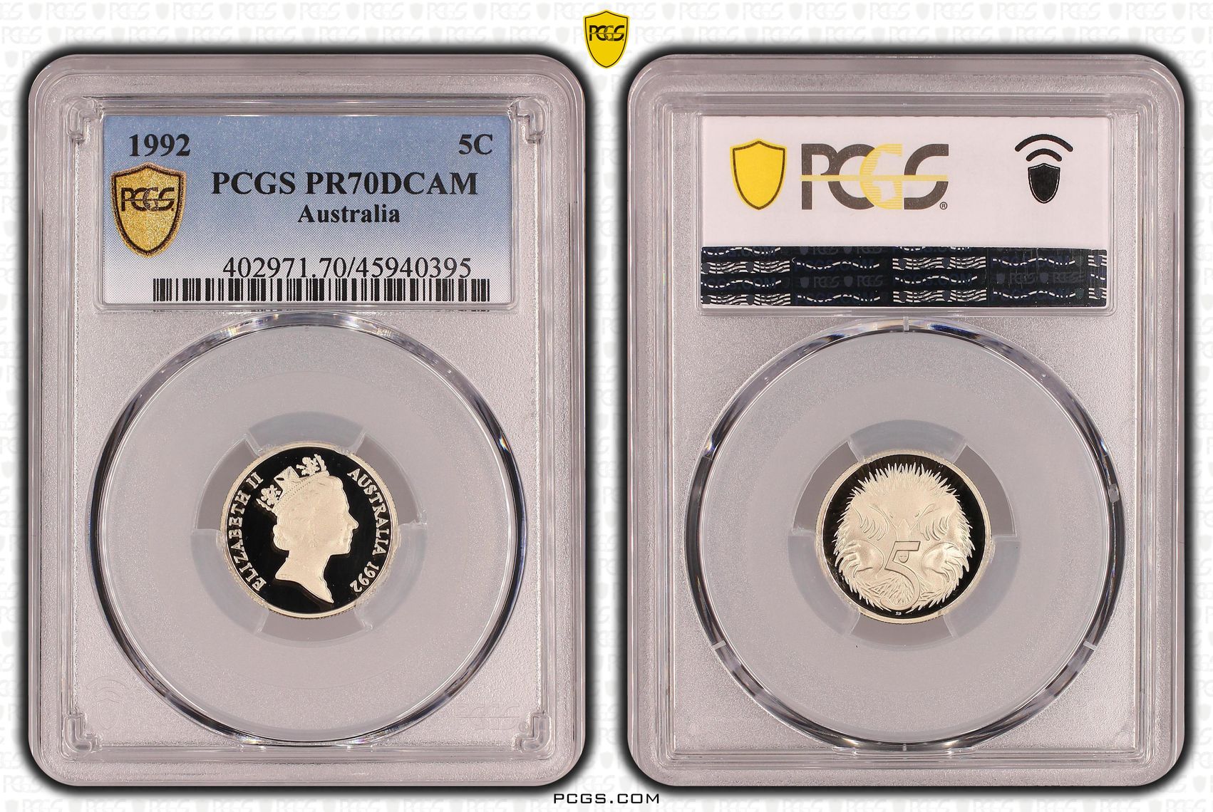 Elizabeth II, Five Cent, 1992, PCGS PR70DCAM