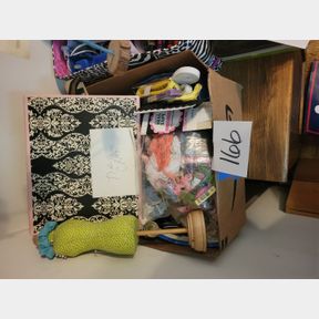 Arts and craft supplies, with some sewing, and ties