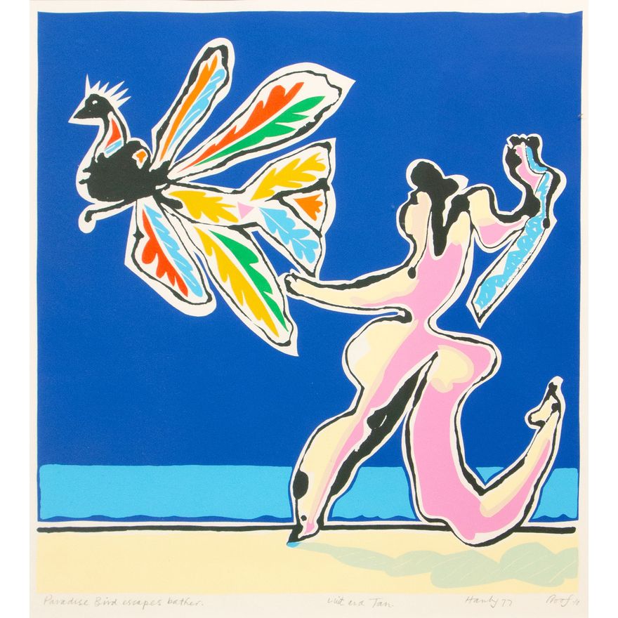 Pat Hanly 'Paradise Bird Escapes Bather'