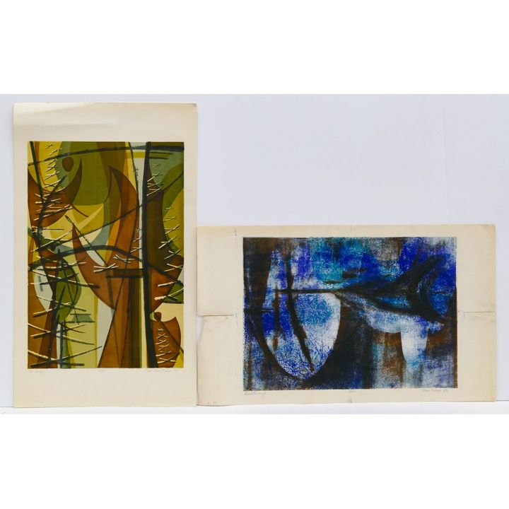 2pc Doris Clark Meyer S/N Abstract Lithographs 25''x15'' Sheets