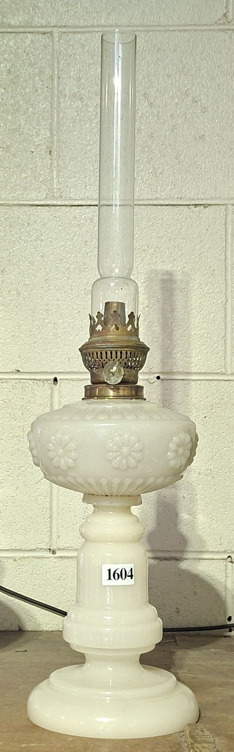 Antique Opaline Glass Oil Lamp