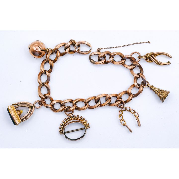 Victorian 10-12k Gold Watch Fob Bracelet - 26.8 grams TW
