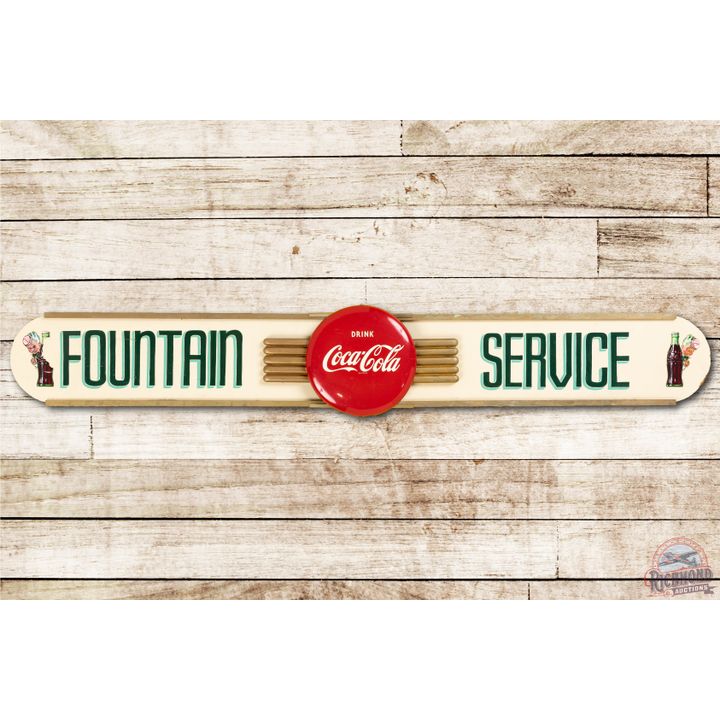 6' Drink Coca Fountain Service Metal & Masonite Sign TAC 8.5
