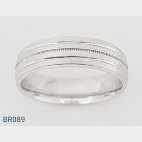 STERLING SILVER GENTS ENGRAVED BAND (SIZE S) - 51543/239