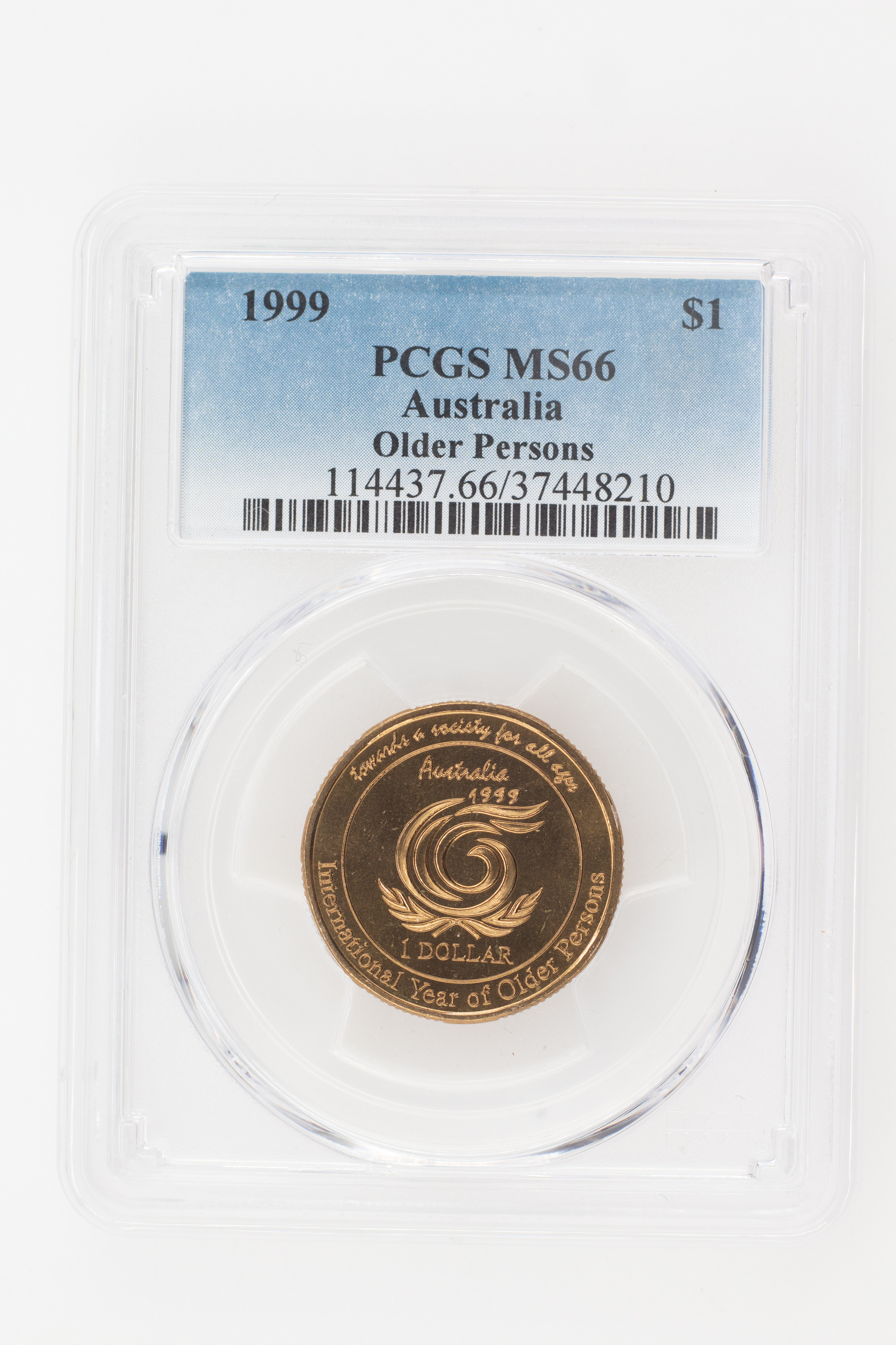 1999 Australia One Dollar, $1 Older Persons PCGS - MS66 -210