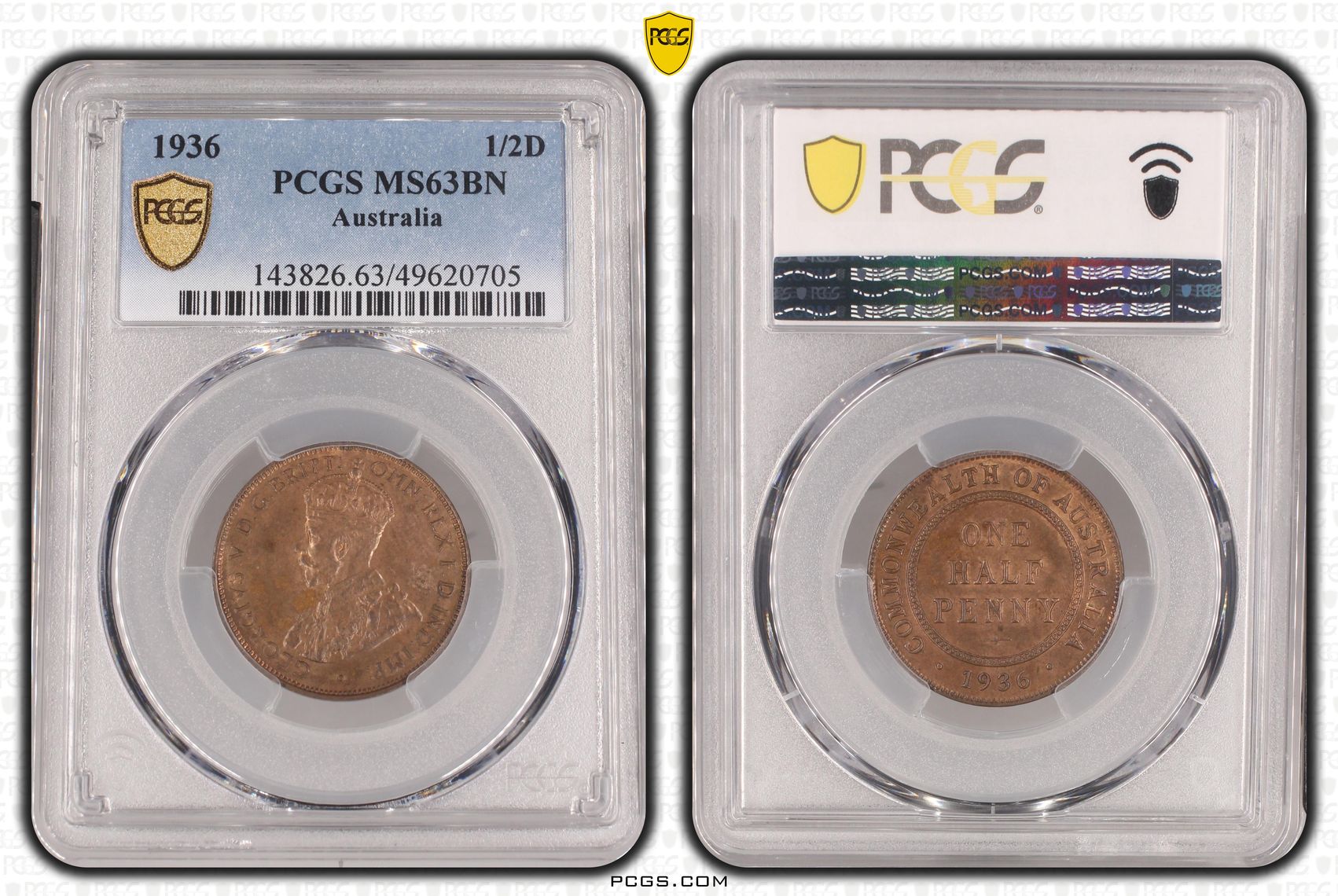 1936 Australia Halfpenny PCGS MS63BN