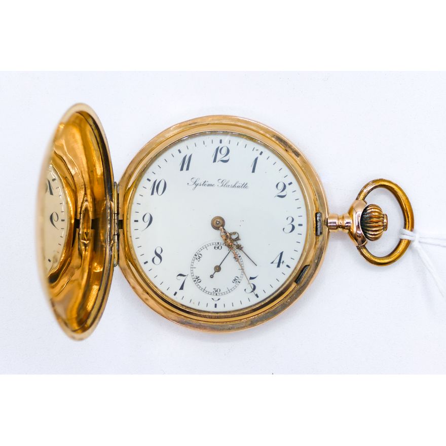 Antique Systeme Glashutte 14k Cased Pocket Watch 54mm - 95 Grams TW
