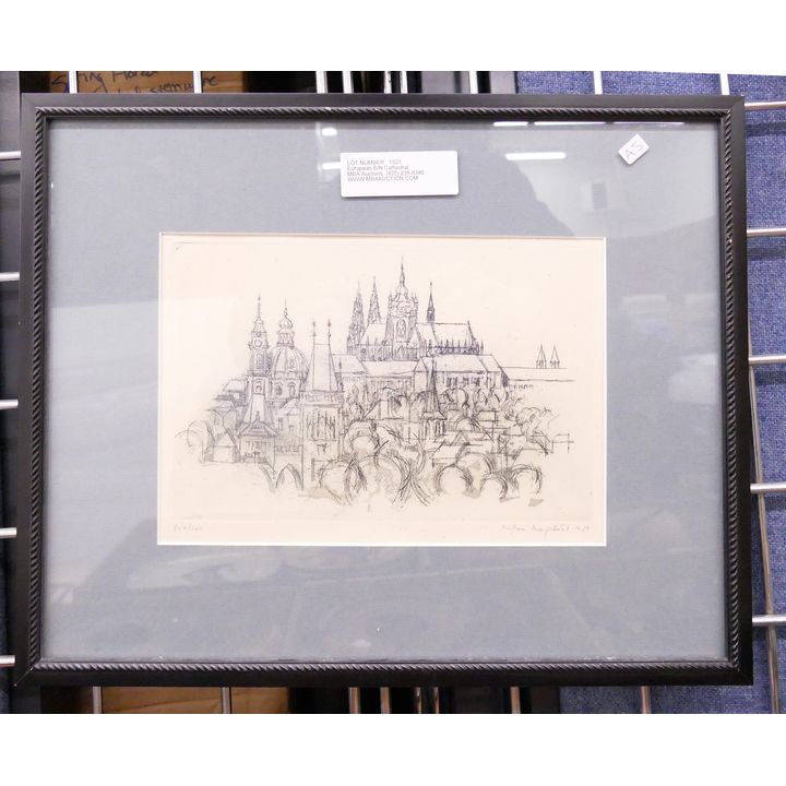 European S/N Cathedral Etching- 13x16'' framed
