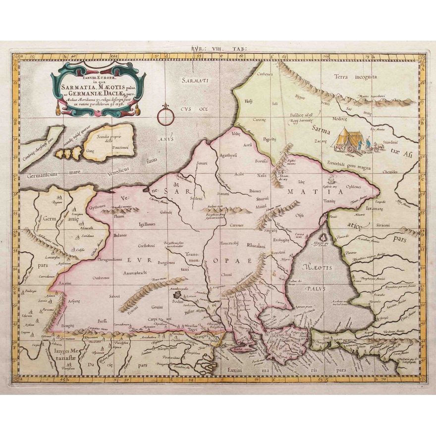 Klaudiusz Ptolemeusz | Tab. VIII. Europae, in qua Sarmatia, Maeotis palus…