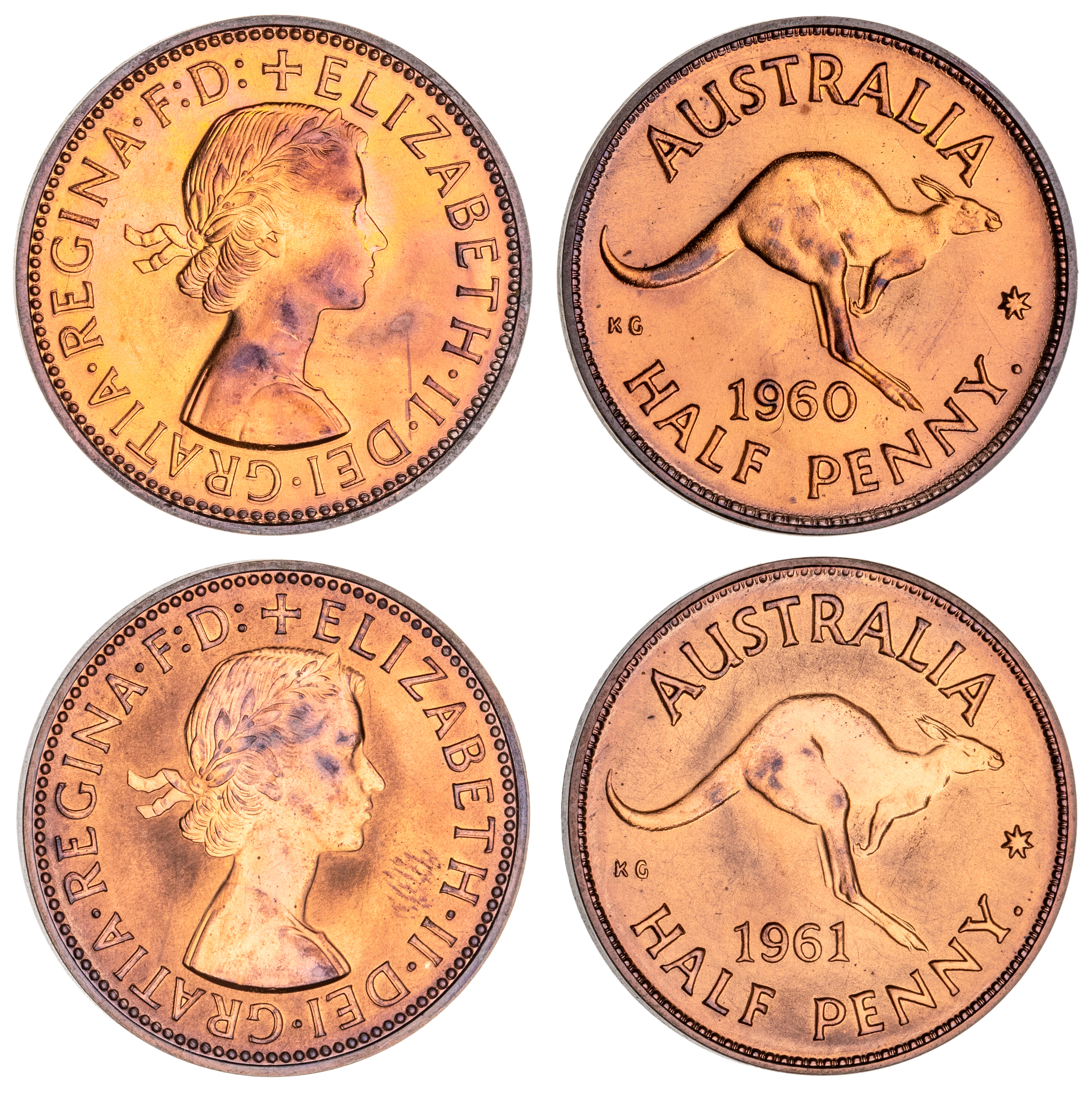 Elizabeth II, Halfpenny, 1960 & 1961, FDC