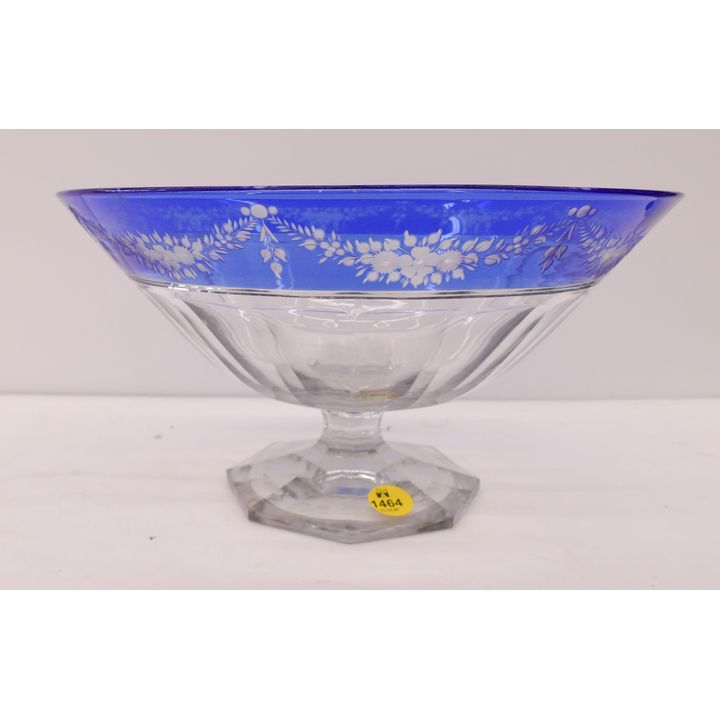 Sinclair Intaglio Cut to Clear Pedestal Bowl- 5x10''