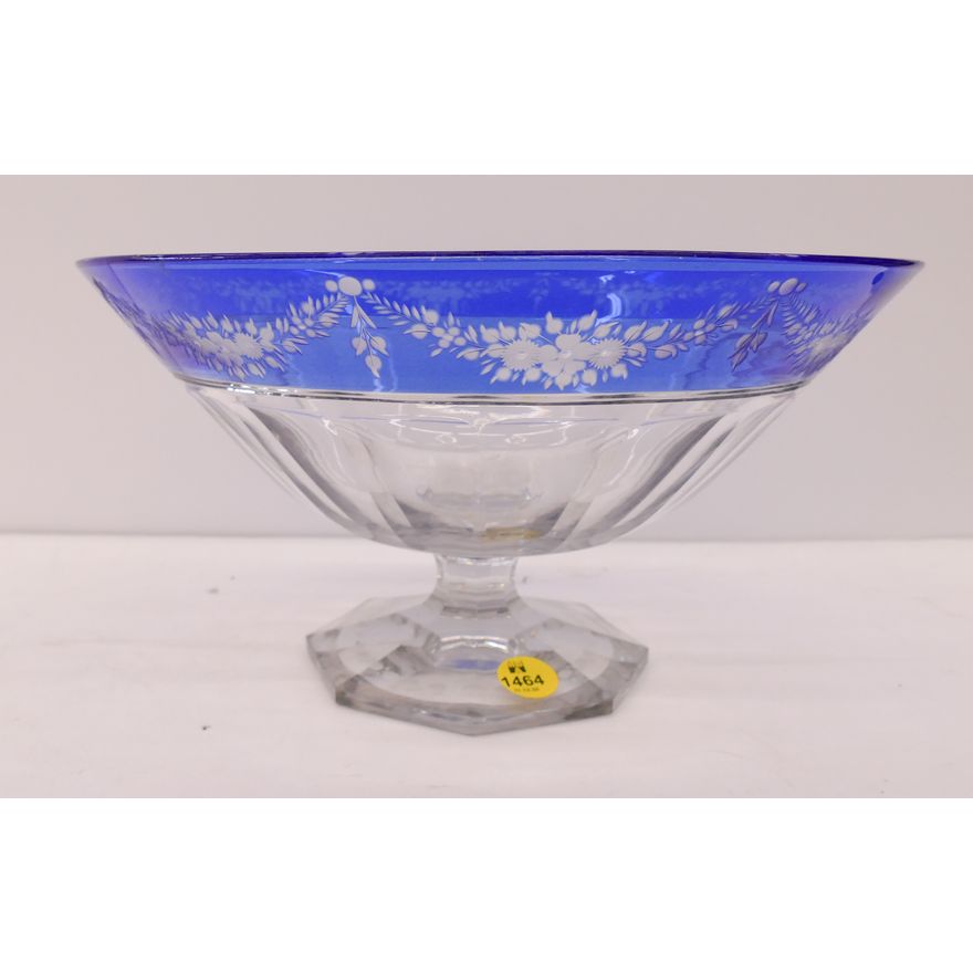 Sinclair Intaglio Cut to Clear Pedestal Bowl- 5x10''