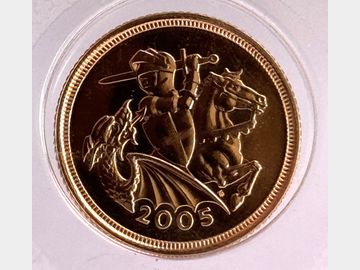 2005 ELIZABETH II UNCIRCULATED GOLD HALF SOVEREIGN SEALED