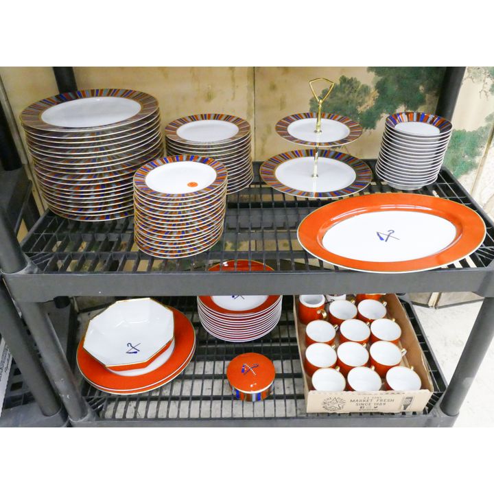98pc Fitz & Floyd 'Ramses' (1977) Blue Egyptian Revival Dinnerware