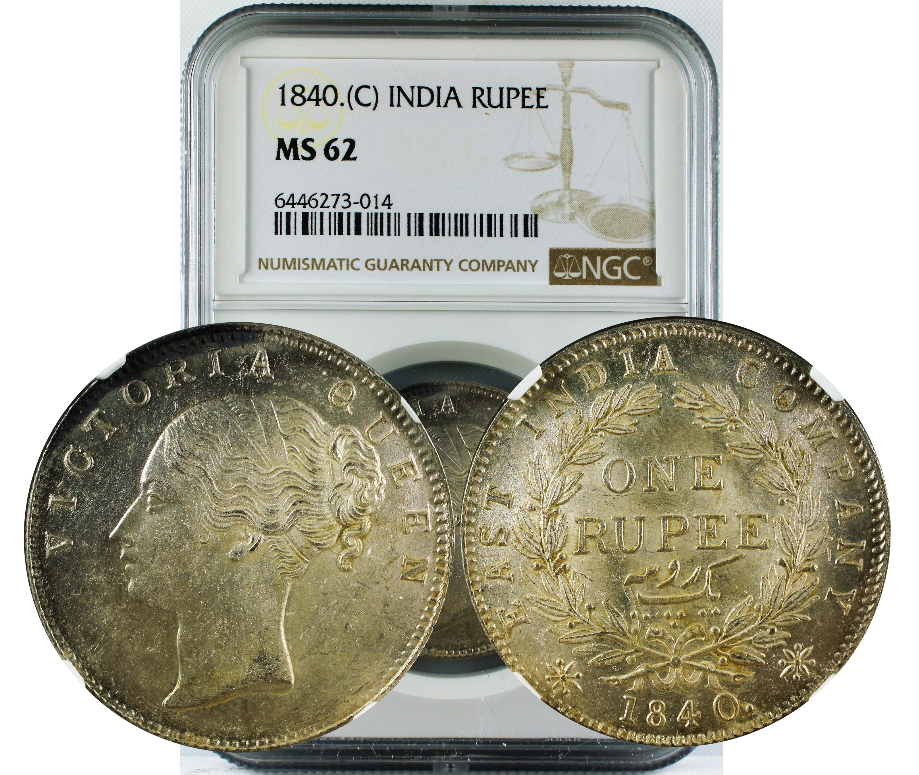 1840 C INDIA RUPEE MS62