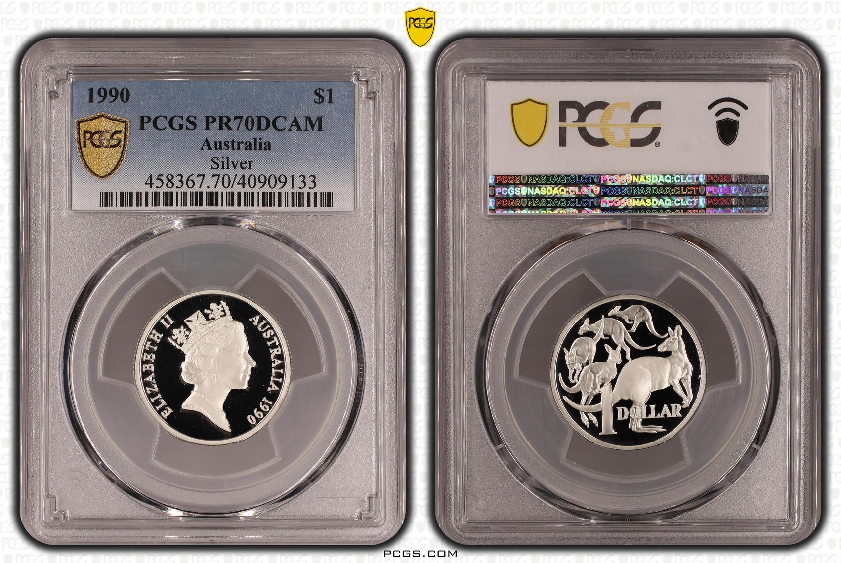 353 · 1990 Australia One Dollar, $1 Silver PCGS - PR70DCAM POP 31/0 -133