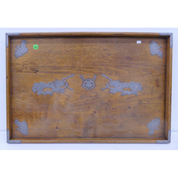 Old Chinese Pewter Decorated Dragon Tray- 16x24''